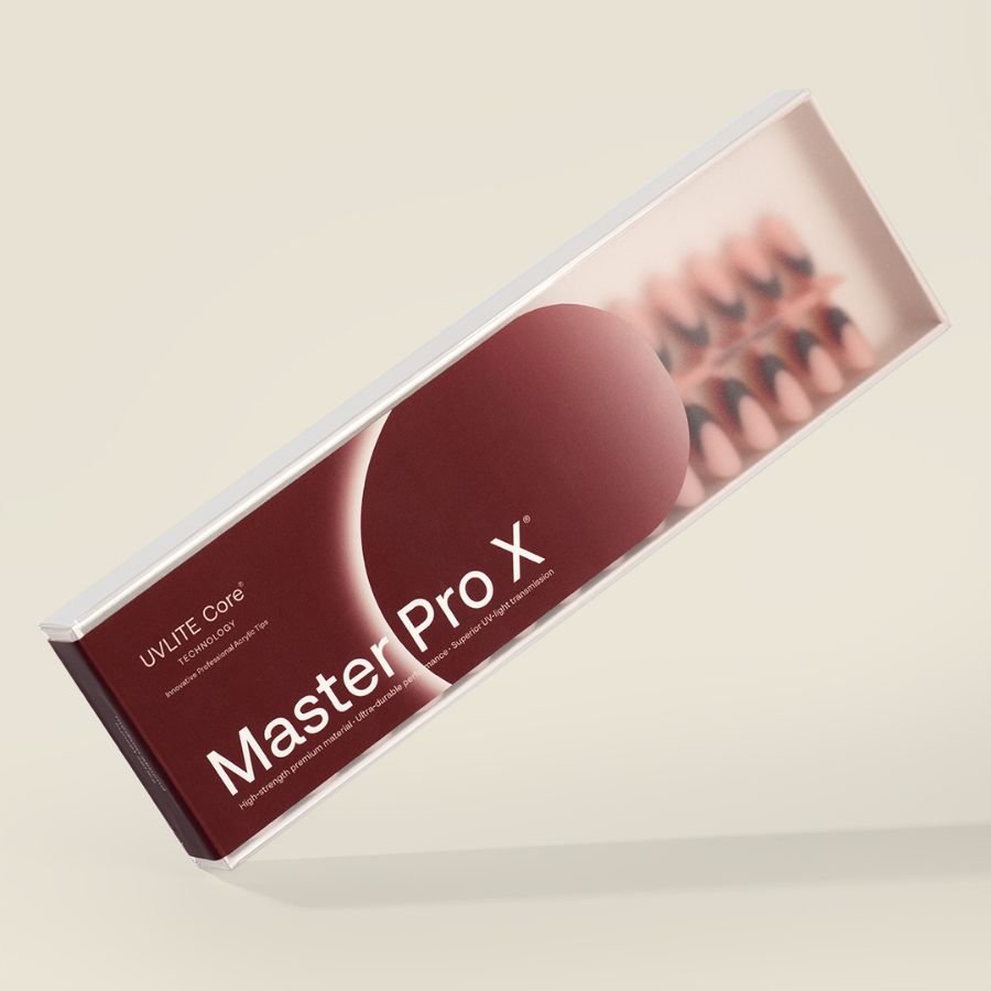 Acrylic Gel Tip Master Pro X® Sunset Almendra Media con diseño french y luneta de color para manicura profesional