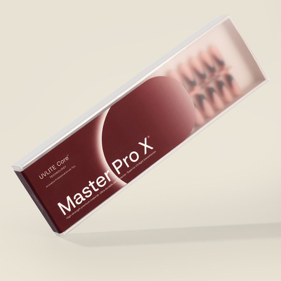 Acrylic Gel Tip Master Pro X® Sunset Coffin Larga con diseño french y luneta de color para manicura profesional