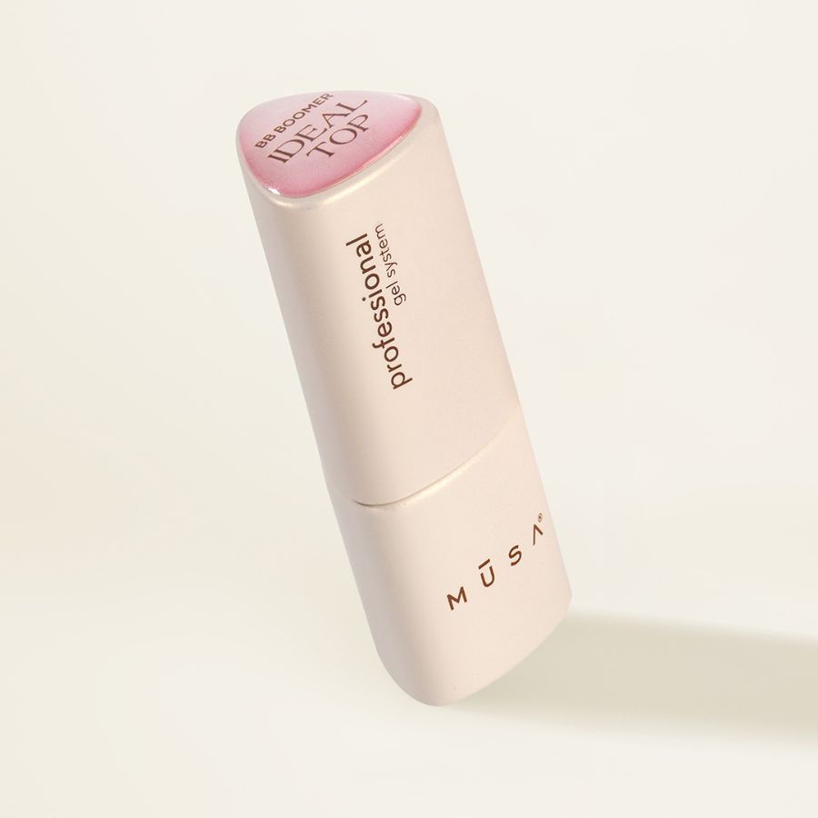 Ideal Top BB Boomer rosa latte MUSA NAILS, top coat extra brillante, efecto Baby Boomer natural y duradero, fórmula no wipe y aplicación profesional.